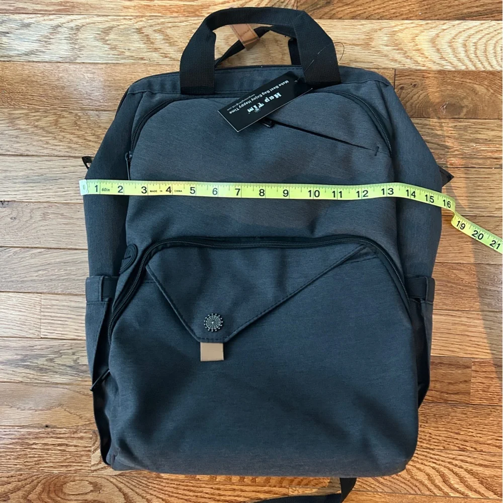 NWT Hap Tim Gray Black Backpack Baby Nursing Laptop Doctor Bag